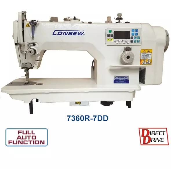 Consew 7360R-7DD High Speed Single Needle Drop Feed Lockstitch Industrial  Sewing Machine with Table and Servo Motor​